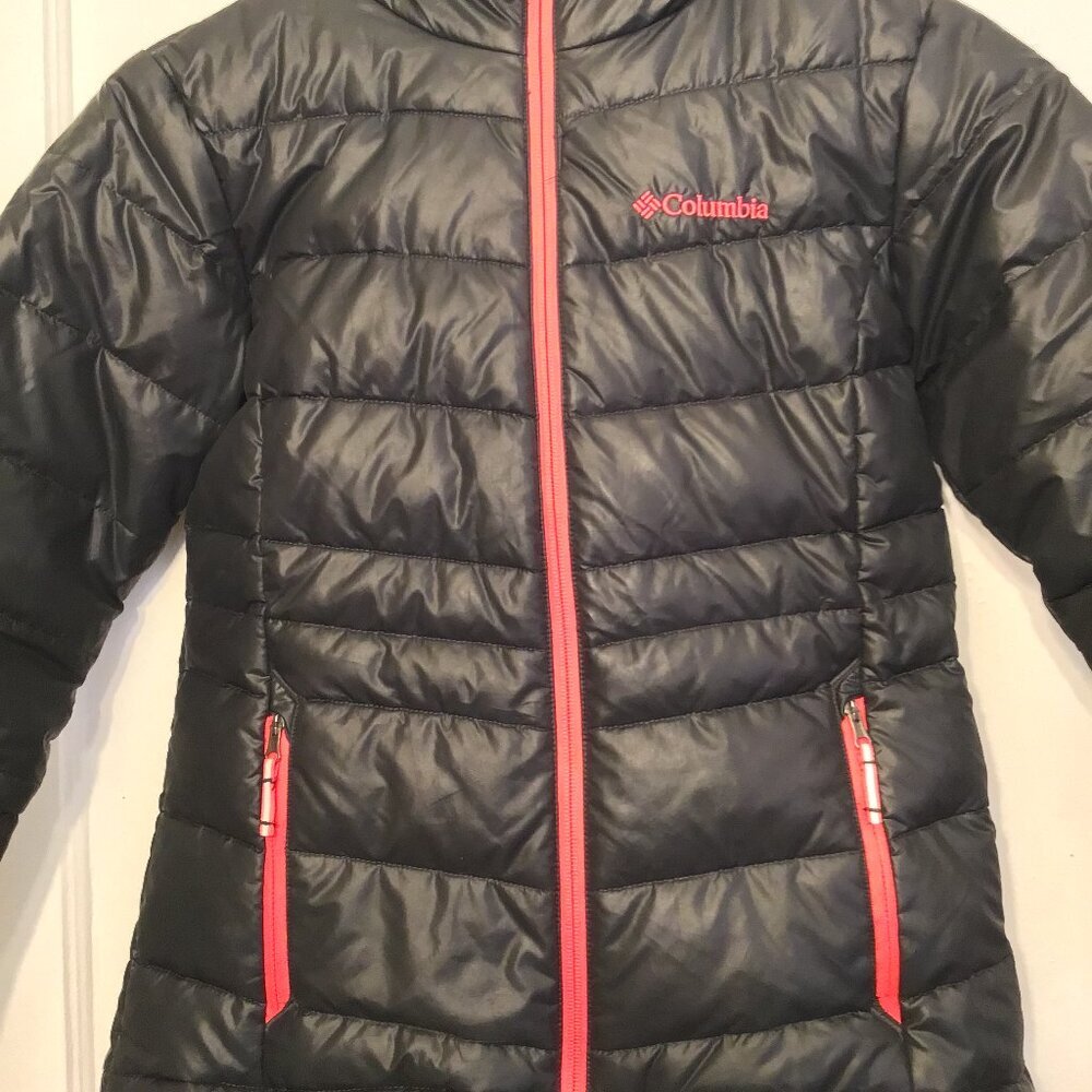 Columbia Kids’ Lightweight Down Hooded Jacket Black Size M (10/12) - Picture 3 of 6